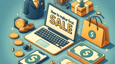 Pessoa clicando em laptop para fazer primeira venda como afiliado Shopee com sucesso online